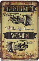 Blechschild Gentlemen to the left Because Women are WC Sign