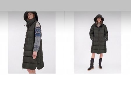 Max Mara Weekend Daunen Mantel Weste m Regenhut khaki Gr 36