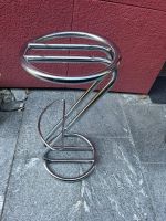 6 Barhocker Metall verchromt mit schwarzem Sitzpolster