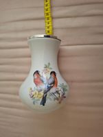 Kleine Vase mit Vogelmotiv und Silberrand guter Zustand 20cm