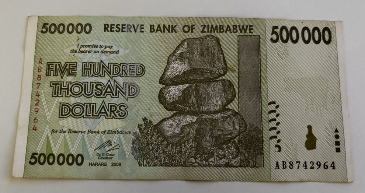 Billets de banque: Zimbabwe 500‘000 Dollars 2008 – D'occasion à Algetshausen par Carrhard