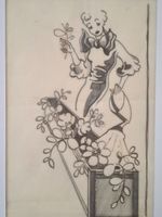 Zeichnung Touche Original für Eternitreklame 1930