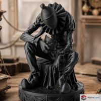 Sad Faceless Clown Figurine - Gothic Circus Art - 3D Printed