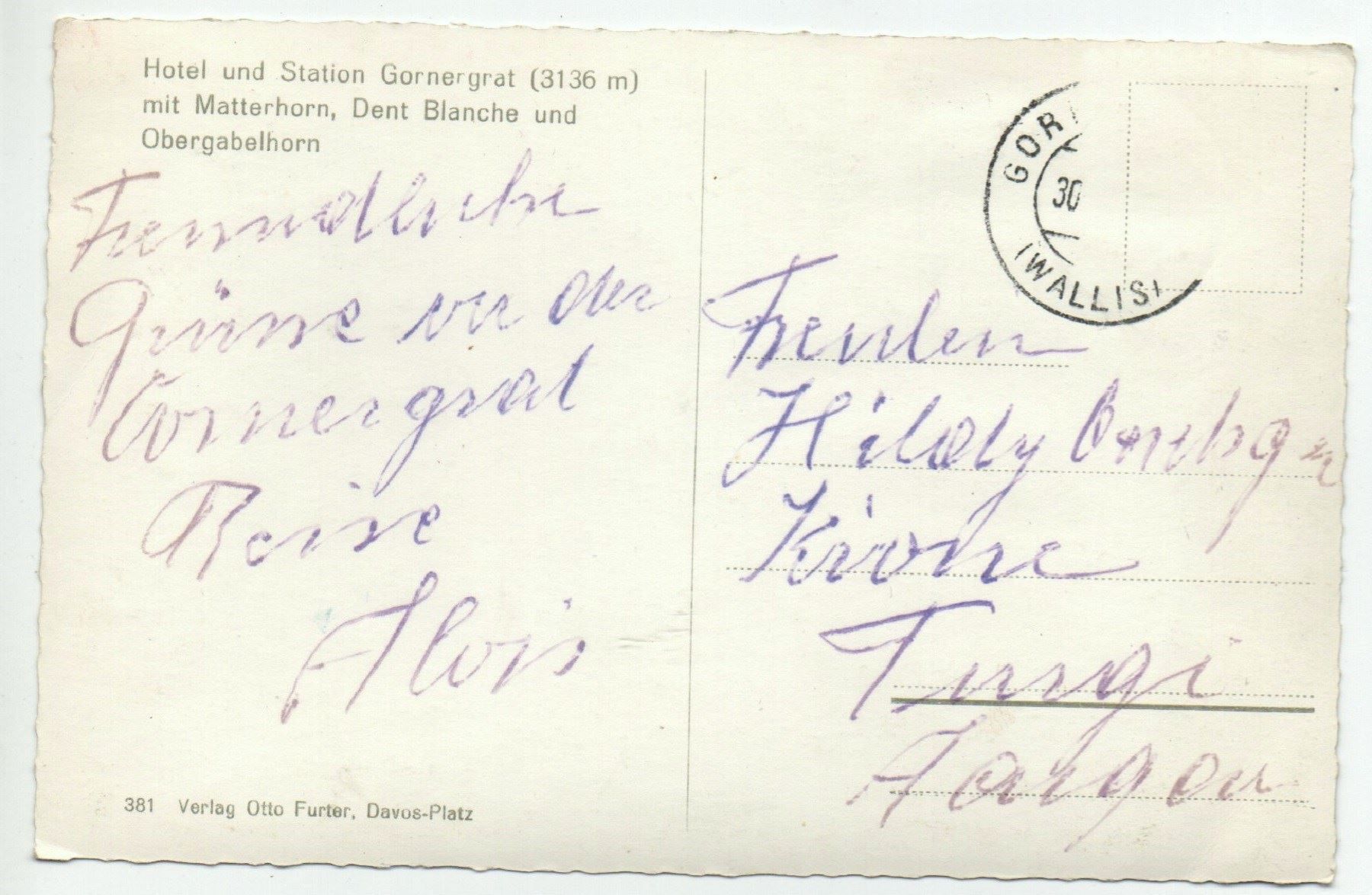 Cartes postales: ZERMATT Hotel und Station Gornergrat – D'occasion à Jona par philajona 1
