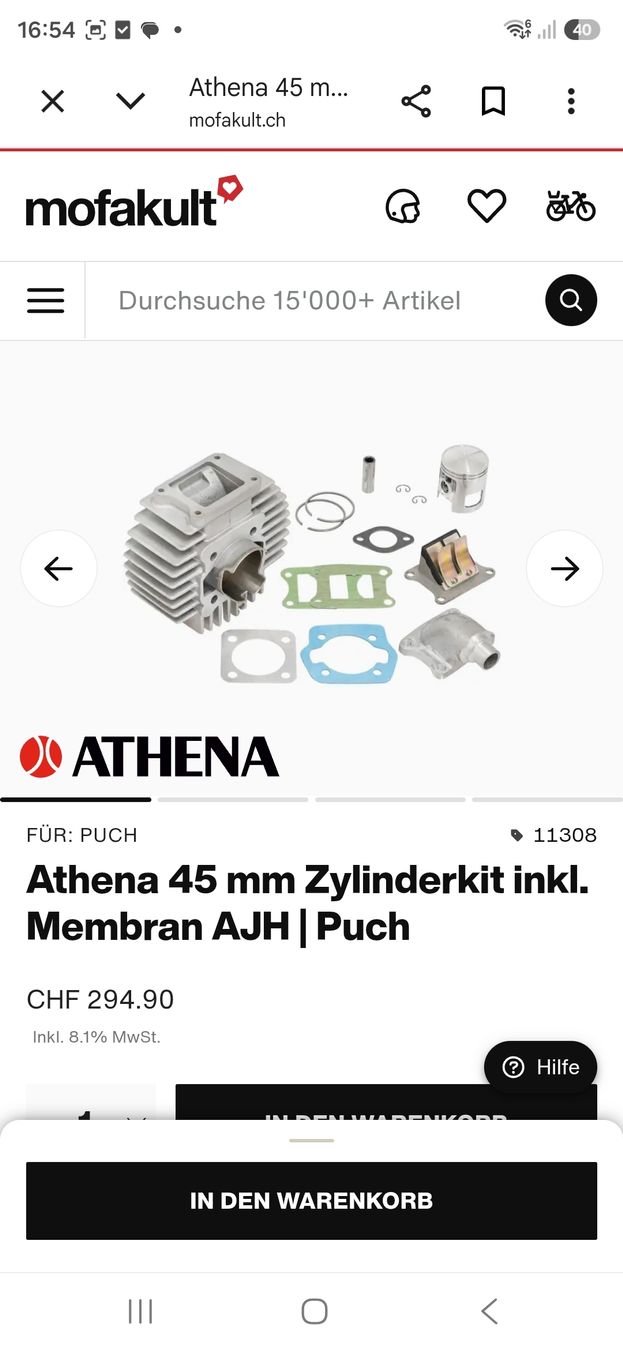 Athena Parti ricambio per ciclomotori: Athena AJH Zylinderkit mit Membrane kein Italkit – Nuovo e nell'imballaggio originale da Schafisheim venduto da onezillion 3