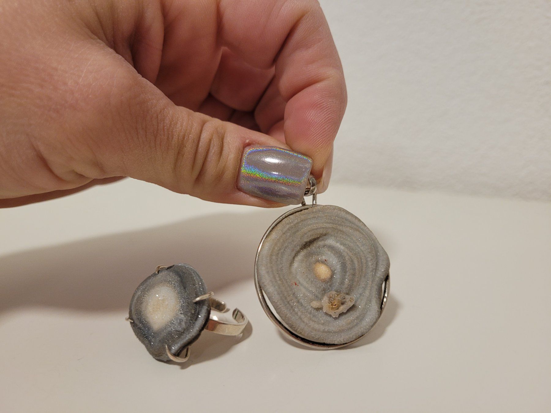 Altri gioielli: Echtstein Schmuck Set Schlangenachat Achat Silber – Usato da Schaan venduto da car_wrv2 1