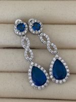 Luxus Elegante Zirkonia Ohrstecker Ohrschmuck  Farbe: Blau