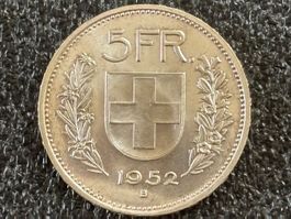 5 Fr. 1952 vorz+, fast unz, 0.155 mio Rar, seltene Qualität!