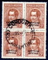 1939 ARGENTINIEN 4ERBLOCK MARIANO MORENO SERVICE OFICIAL