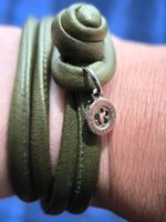Original Ole Lynggaard Sweet Drops Lederarmband,Armygrünes S