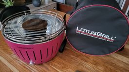 LotusGrill Holzkohlegrill pink mit Tragetasche neuwertig