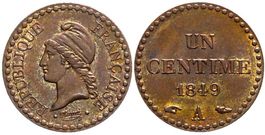 Frankreich, 1 Centime 1849 A Paris unz!