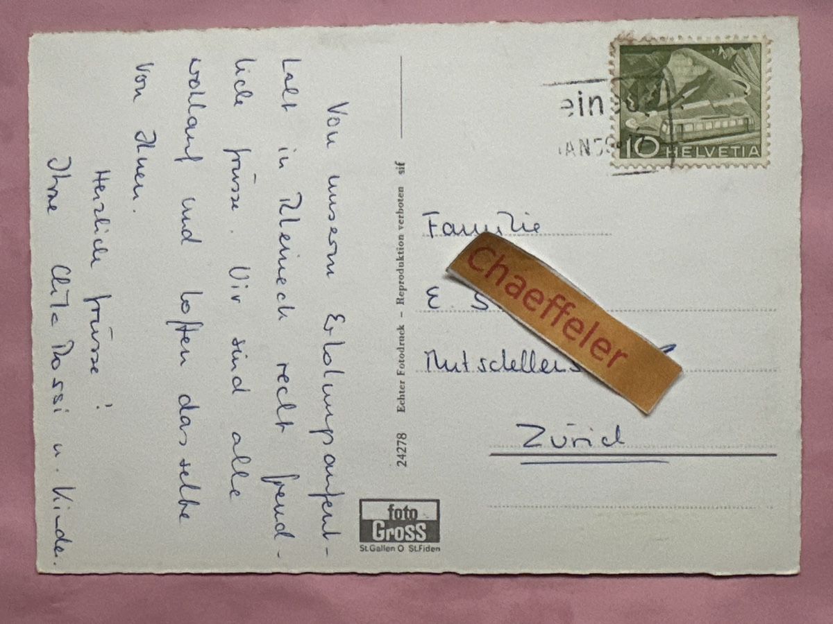 Cartoline postali: Rheineck (St. G.) – Usato da Zürich venduto da Chaeffeler 1