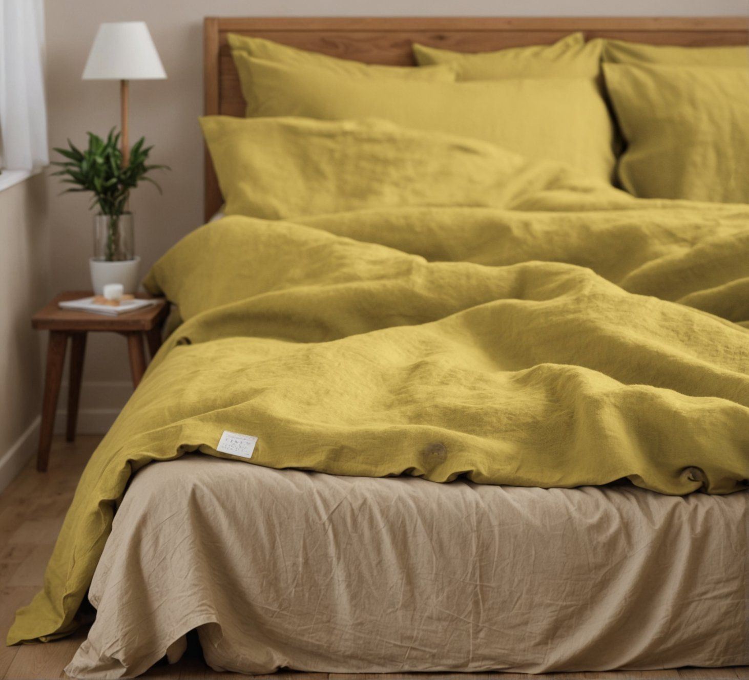 Biancheria da letto: Bettwäsche 100% Leinen Stonewashed 2-tlg Lemon- Curry – Nuovo e nell'imballaggio originale da Fällanden venduto da jlt_nf28