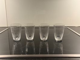 4 Weissweingläser farblos kreuzende Linien Rosenthal 60er