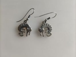 Boucles d'oreilles chats amusants en argent
