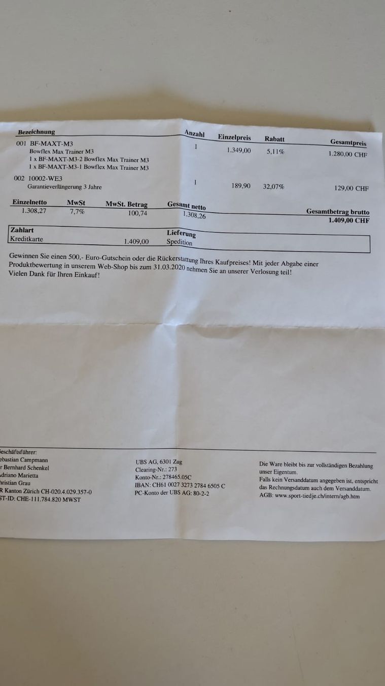 Bowflex Hometrainer: MAX M3i Trainer Bowflex – Usato da Pratteln venduto da san_6zyh 2