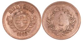 1 Rappen von 1908 (unzirkuliert)