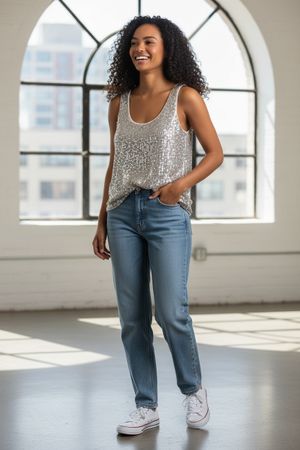 Grace & Mila Top à Paillettes Argenté
