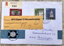 1984, CH Briefmarken gelaufen auf R- Brief, Internaba Marken