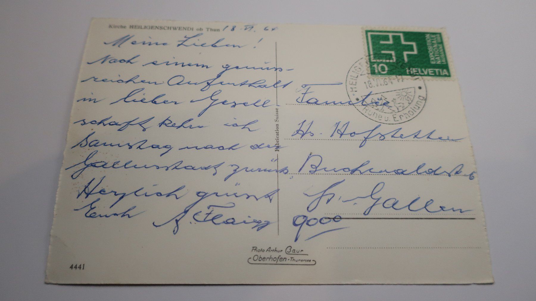 Cartoline postali: Kirche Heiligenschwendi ob Thun  1964 – Usato da Cormoret venduto da Pascalll2001 2