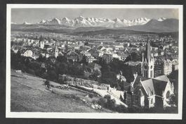 Biel - Bienne Generalansicht und die Alpen