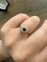 Goldring 18K mit Saphir und Zirkonia Steinen Grösse 54