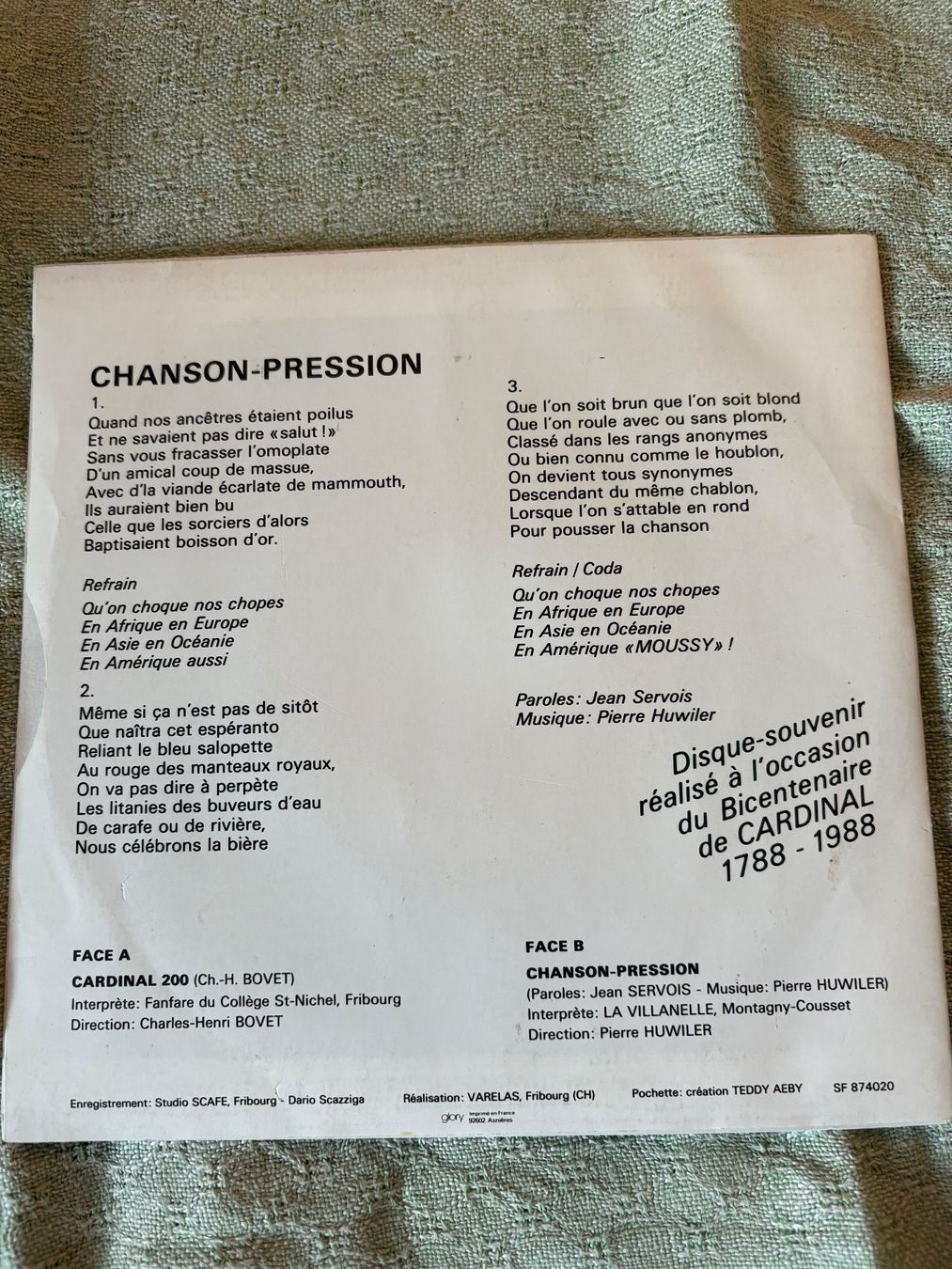Dischi in vinile: Cardinal Bier Werbung – Usato da Plasselb venduto da lululuca 2