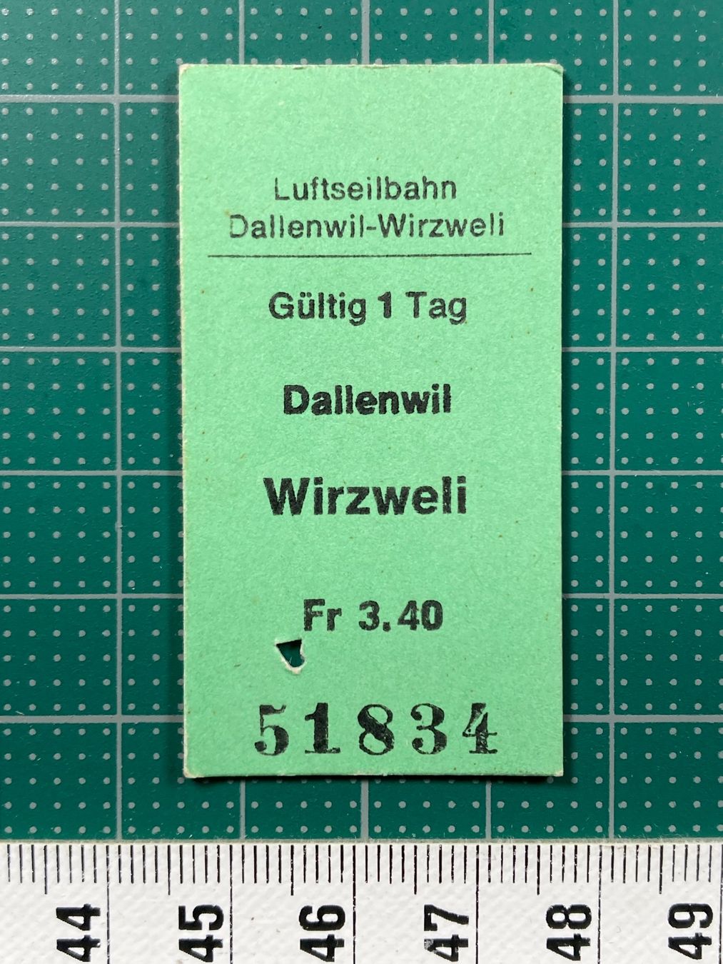 Biglietti: Altes Ticket Luftseilbahn Dallenwil Wirzweli – Usato da Lenzburg venduto da fh1