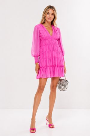 Sandro Pink Ruffled Tiered Dress