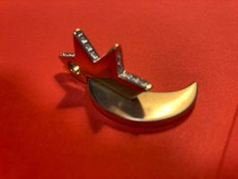 anhänger mond-stern goldfarben mit stras