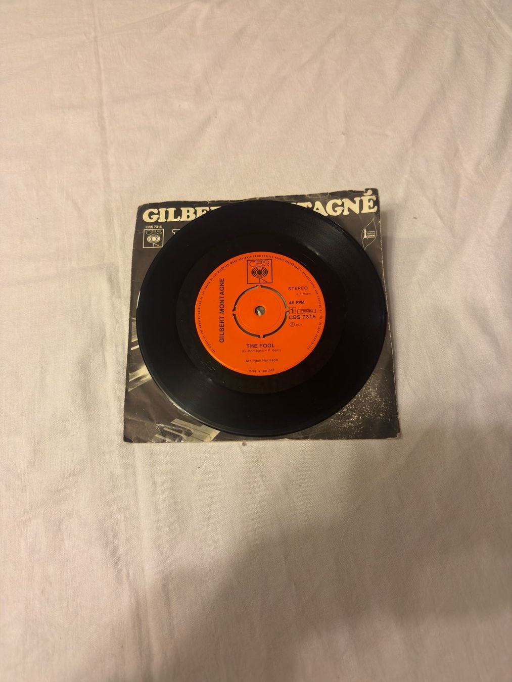 Dischi in vinile: Gilbert Montagné - The Fool / Vinyle 45T – Usato da La Chaux-de-Fonds venduto da Marteaux 3