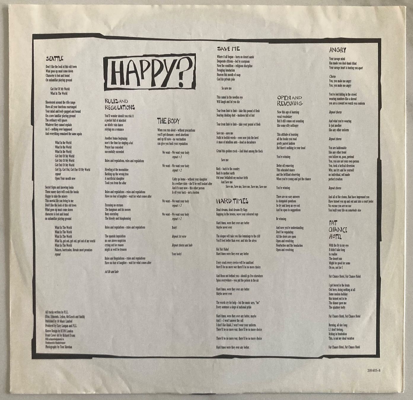 Schallplatten: PUBLIC IMAGE LIMITED - HAPPY? – Gebraucht aus Poliez-Pittet von Newtown-Records 2