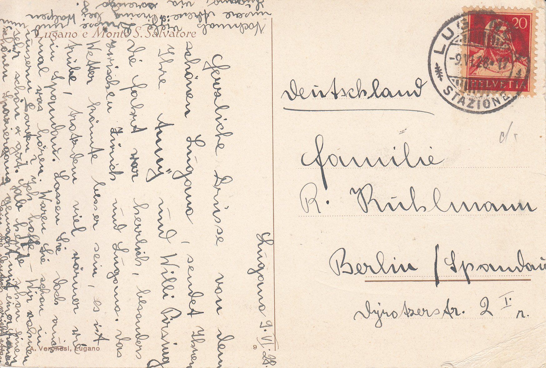 Cartoline postali: Lugano 1928 – Usato da Bürglen TG venduto da StampGraf 1