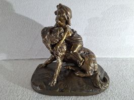 Bronze Antik, Mädchen mit Hund