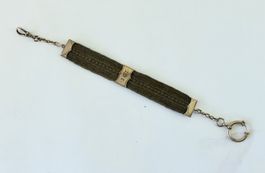 TASCHENUHREN KETTE / BAND AUS HAAR GEFLECHT, BIEDERMEIER.