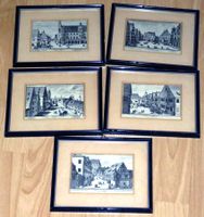 5 Stiche gerahmt: Rothenburg o.T. , Bildgrösse je 12 x 8 cm