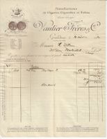Rechnung Vautier Freres Cigares, et Tabac - Grandson 1920