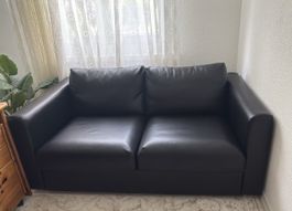 IKEA VIMLE 2er-Sofa (Leder Grann/Bomstad Schwarz)