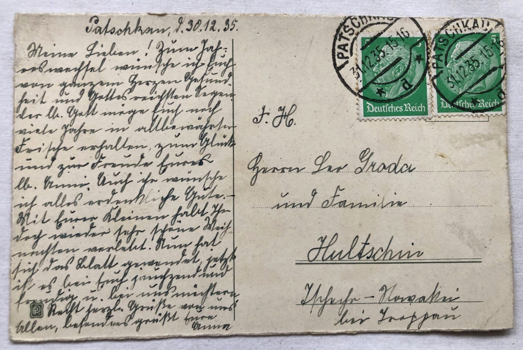 Cartoline postali: Neujahrespostkarte - DR - 1935 – Usato da Schaffhausen venduto da durruti 1