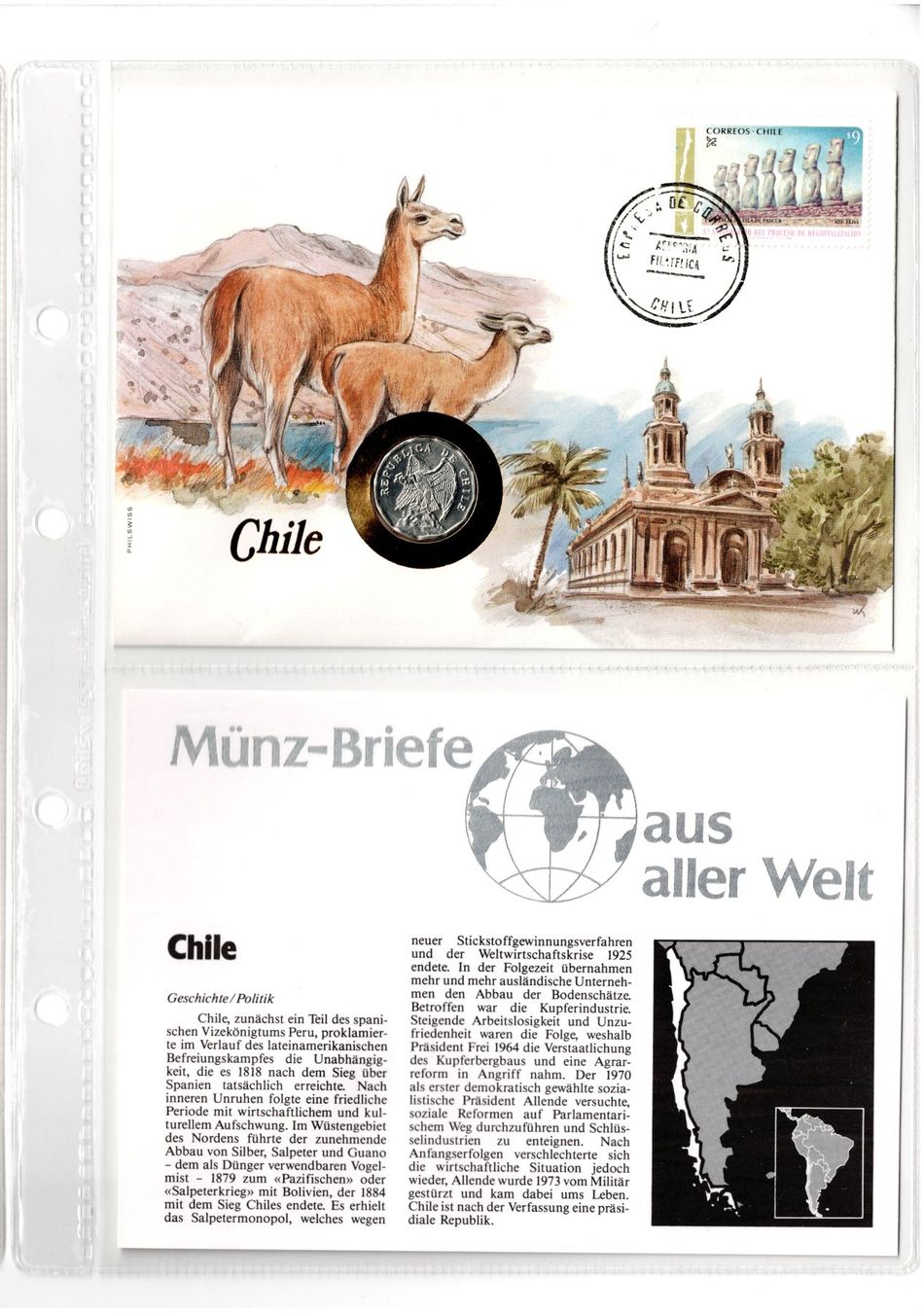 Tutti le monete: Chile_Münzbrief mit Beschreibung – Usato da Hombrechtikon venduto da Fraese01