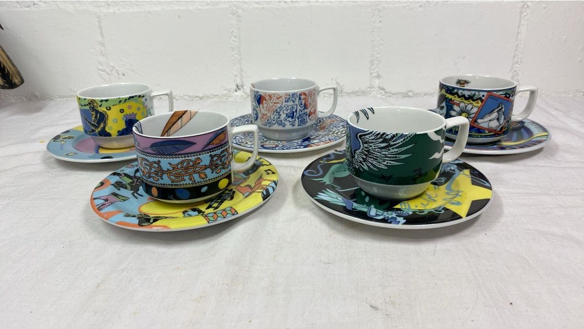 Bopla Set di piatti: 5.Coole Bopla Kaffeetassen mit Teller Design ! – Usato da sursee venduto da trilli-tralli 1