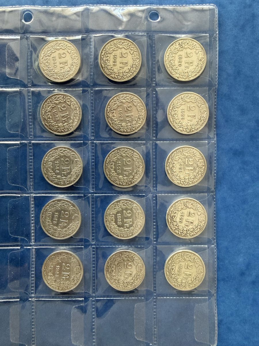 Alle Münzen: Set 15 pieces 2fr 1920-1948 silver – Gebraucht aus Chene-Bougeries von EugeneG 1