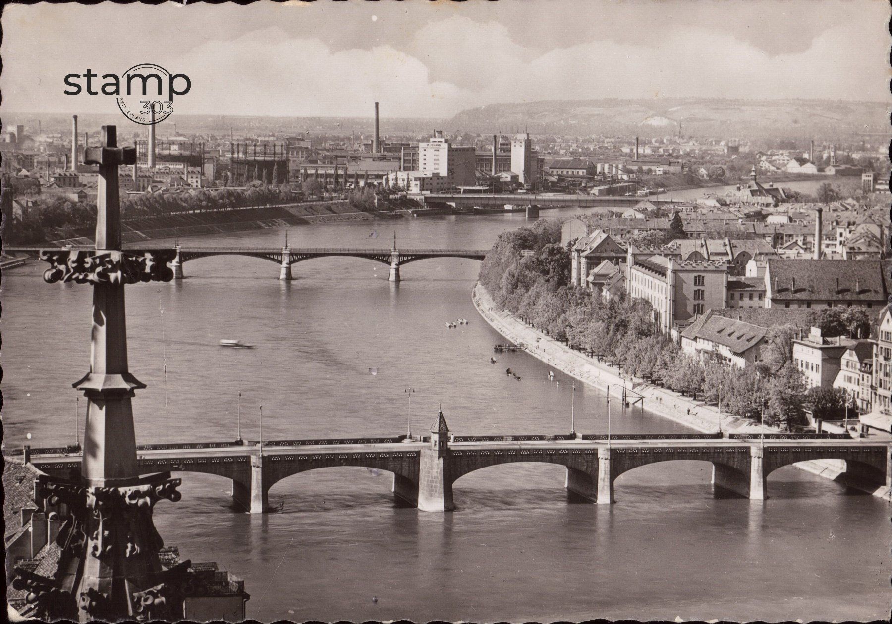 Cartoline postali: 1953 AK Basel - Blick vom Münsterturm – Usato da Eggersriet venduto da stamp303