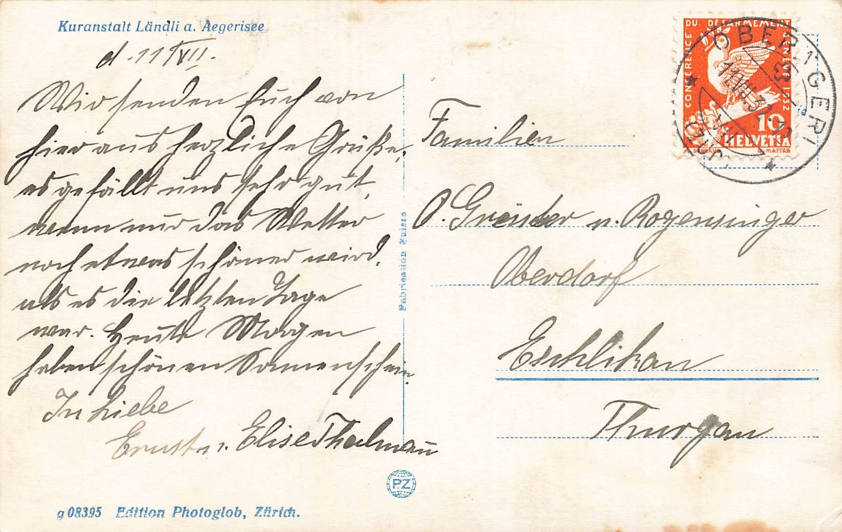 Cartoline postali: Kuranstalt Ländli Aegerisee – Usato da Biasca venduto da Blenio71 1