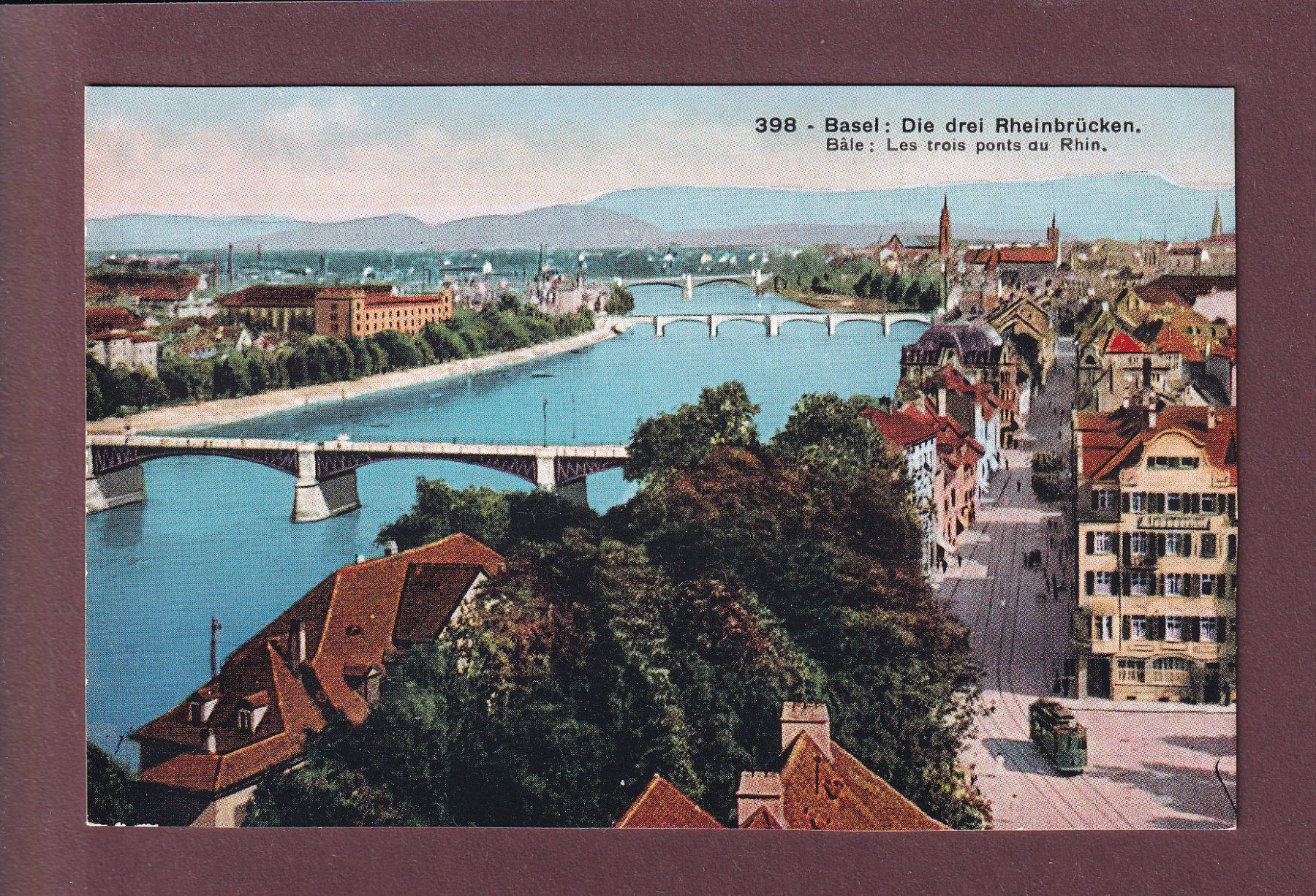 Ansichtskarten: BASEL - Die 3 Rheinbrücken – Gebraucht aus Pully von nicecards