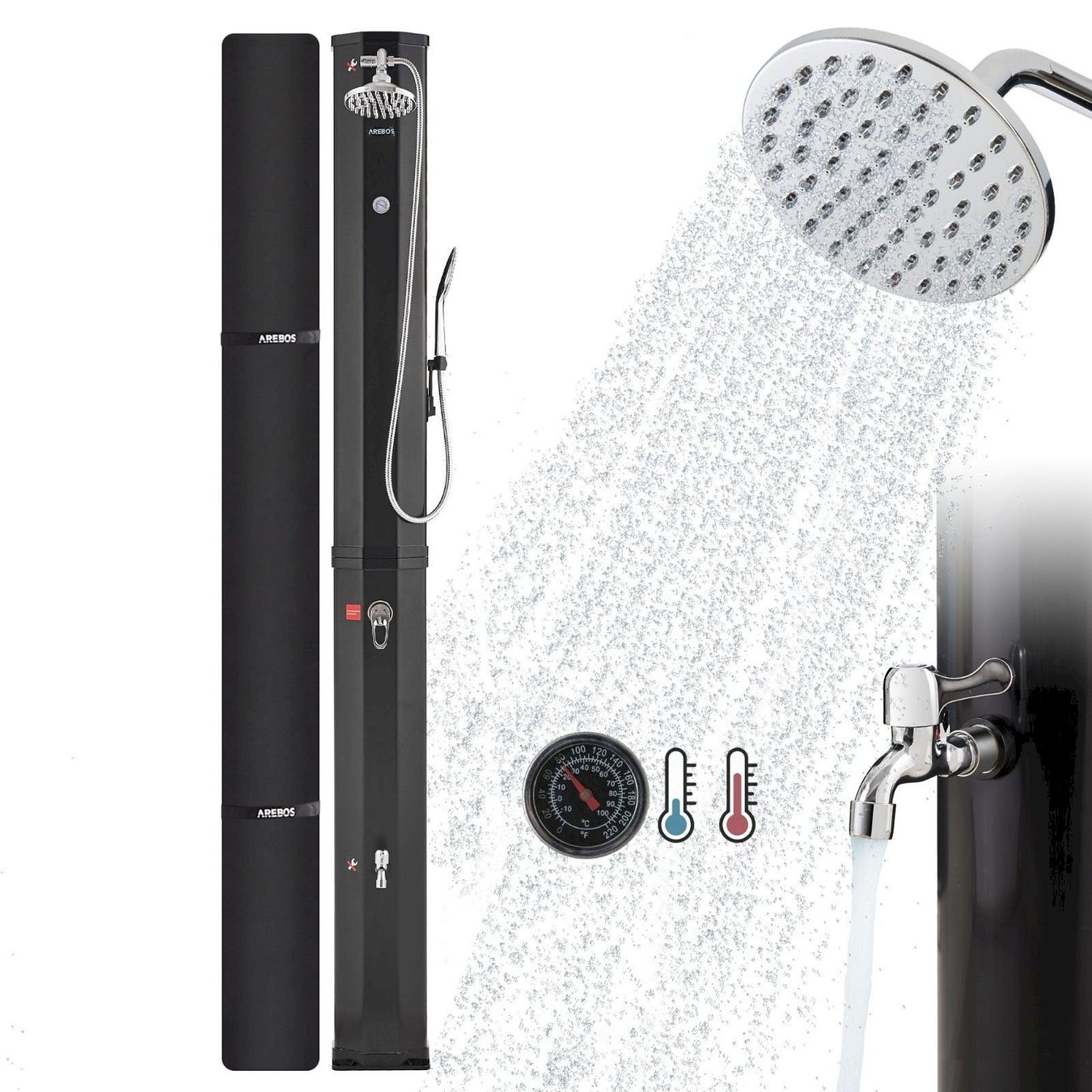Docce: AREBOS 60 L Solardusche schwarz – Nuovo e nell'imballaggio originale da Bottighofen venduto da zaap