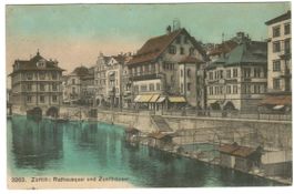 AK Zürich. Rathausquai und Zunfthäuser 1909