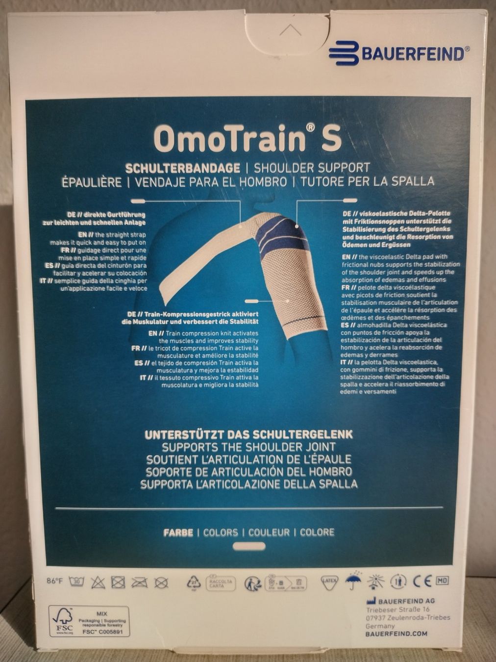 Attrezzature mediche: Bauerfeind OmoTrain S Schulterbandage - Grösse S – Usato da Jona venduto da Argus36 1