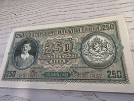 Banknote Bulgarien 250 Leva Jahr 1943 Selten